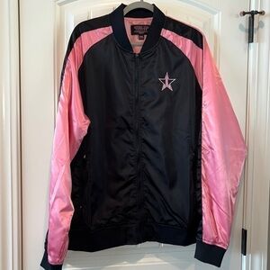 JEFFREE Star Fashion pink and black bomber varsity jacket XXL